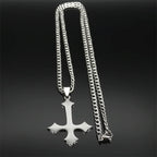 Cross Silver Choker Chain Necklace — Stainless Steel