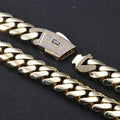 Gold Cuban Chain Necklace 14K Monaco Lock
