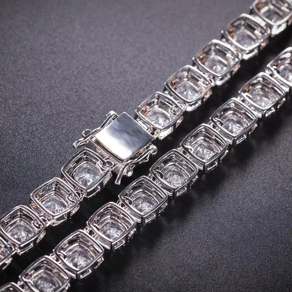 Uwin 10mm Square CZ Tennis Chain Luxury Bling Full Iced Out Necklace Men Miceo Pave Setting Jewelry Women Accessories New In