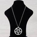 Large Pentacle Pentagram Round Star Of David Pendant Necklace Adjustable Length Long Jewelry Choker Link Chain Lagenlook 34"