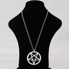 Large Pentacle Pentagram Round Star Of David Pendant Necklace Adjustable Length Long Jewelry Choker Link Chain Lagenlook 34"
