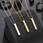 Vertical Blank Bar Pendant Necklace — Stainless Steel