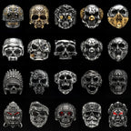 Vintage Punk Gothic All Skull Head Series Stainless Steel Womens Mens Rings Unique for Biker Jewelry Creativity Gift
