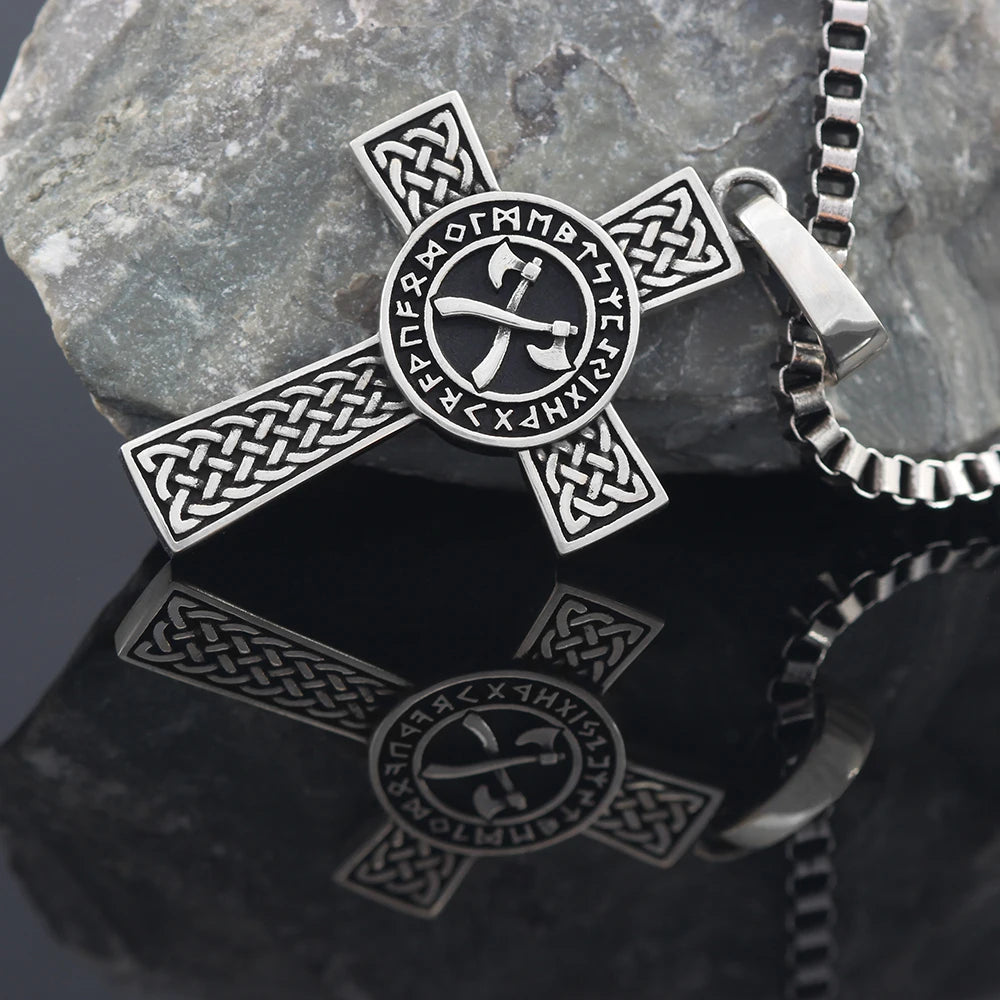 Viking Cross Pendant — Stainless Steel
