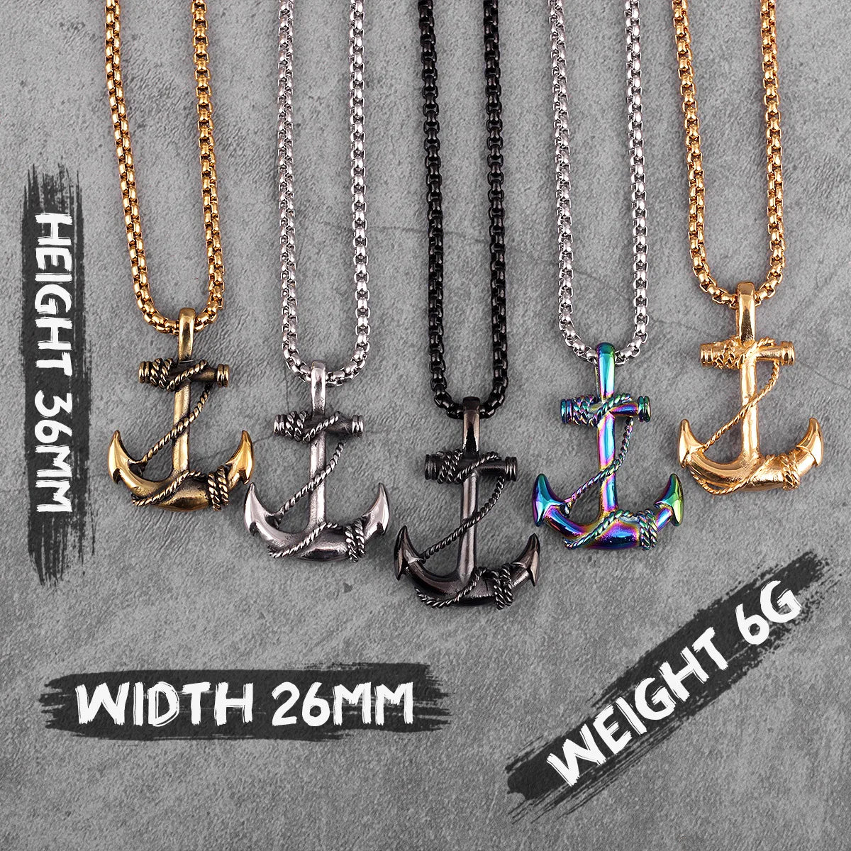 Anchor Sailor Pendant Necklace — Stainless Steel