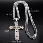 Cross Jesus Crucifix Two-Tone Pendant Layered
