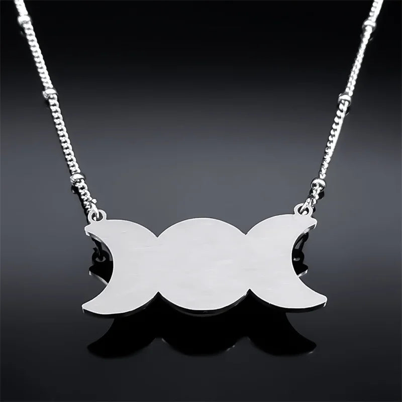 Celtic Moon Pendant Necklace — Stainless Steel