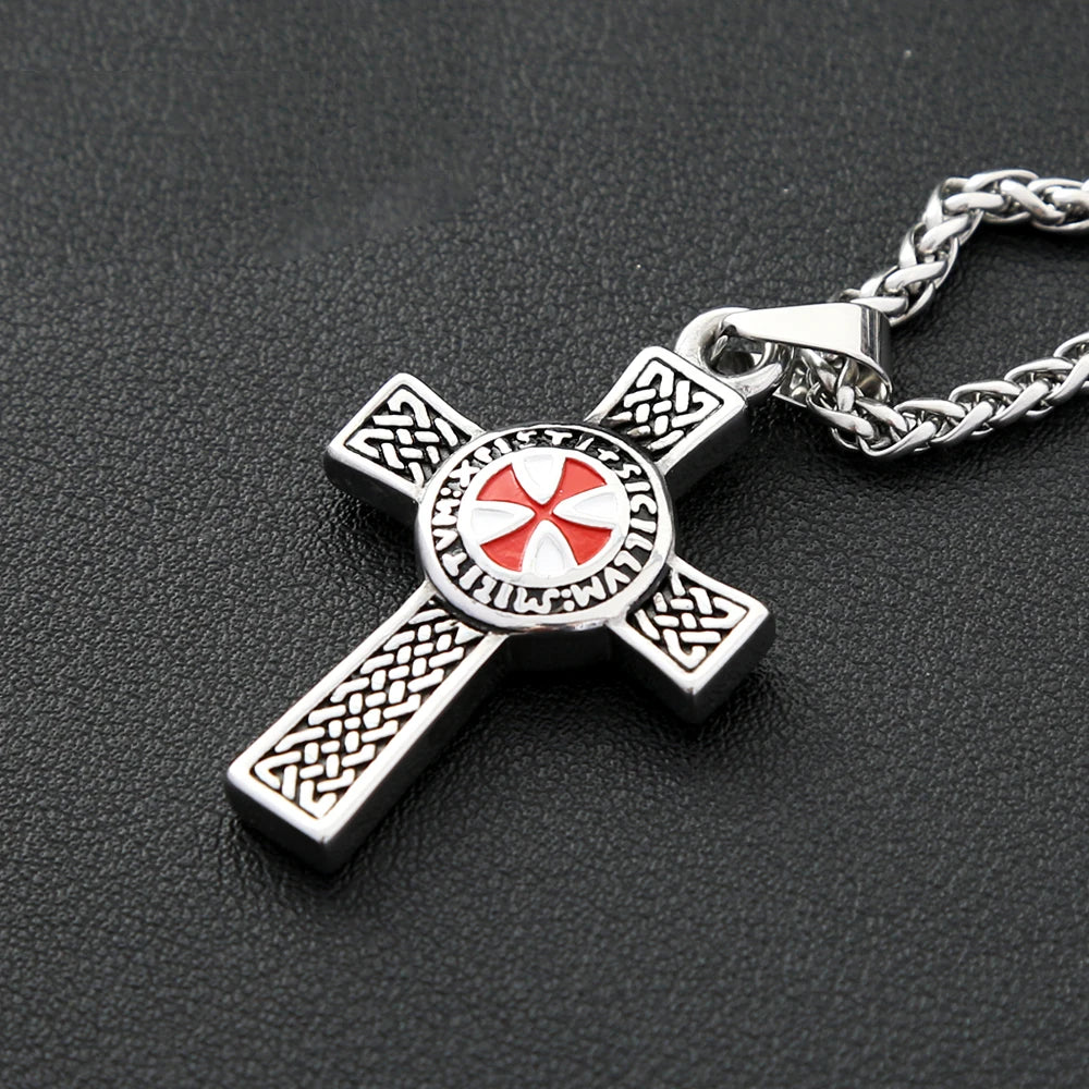 Cross Shield Pendant — Stainless Steel