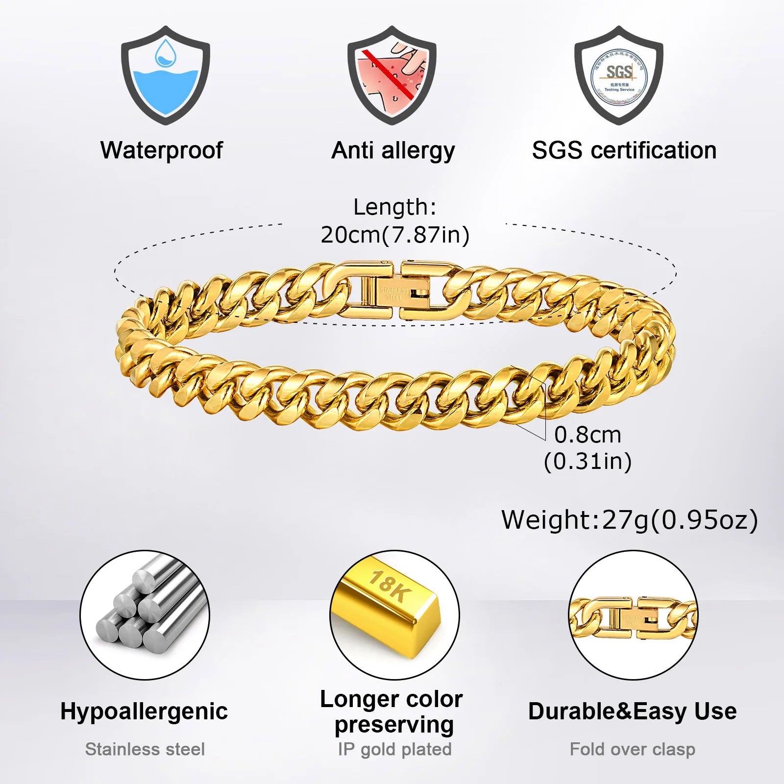 Cuban Curb Chain Bracelet 12mm — Stainless Steel