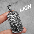 Vintage Lion Head Dog Tag Necklace — Stainless Steel
