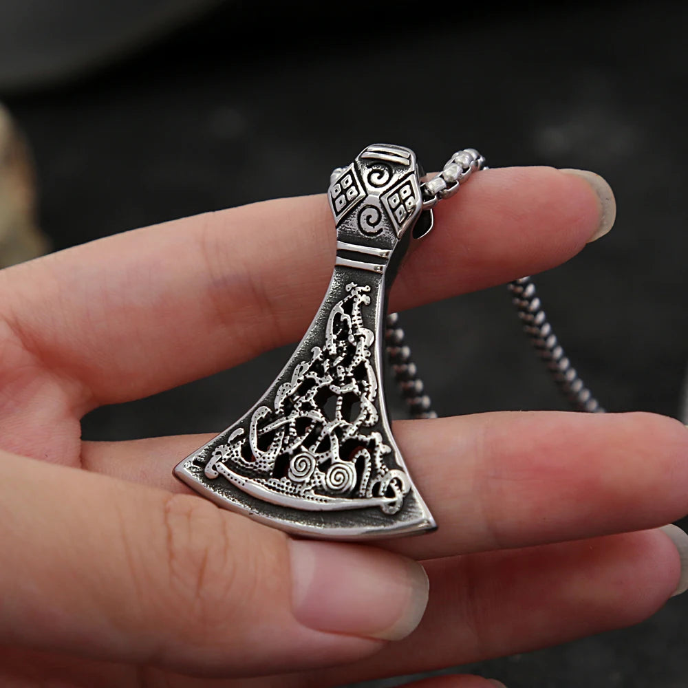 Viking Thor Axe Pendant — Stainless Steel