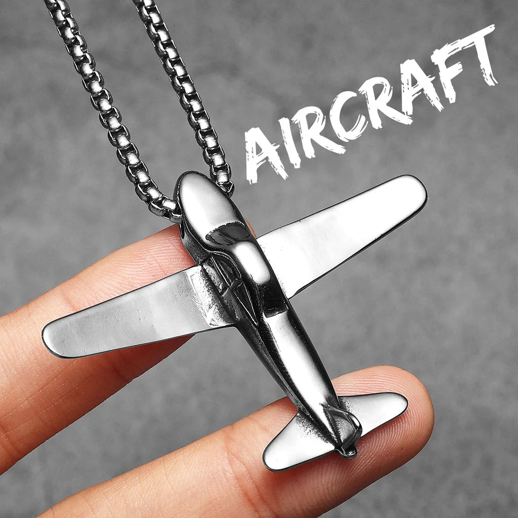 Airplane Pendant Necklace — Stainless Steel