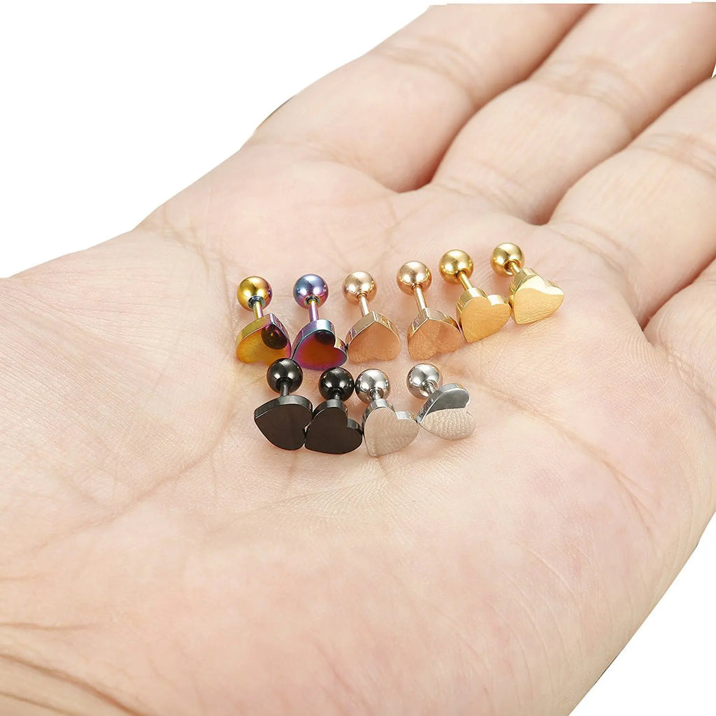 Stainless Steel Heart Stud Earrings