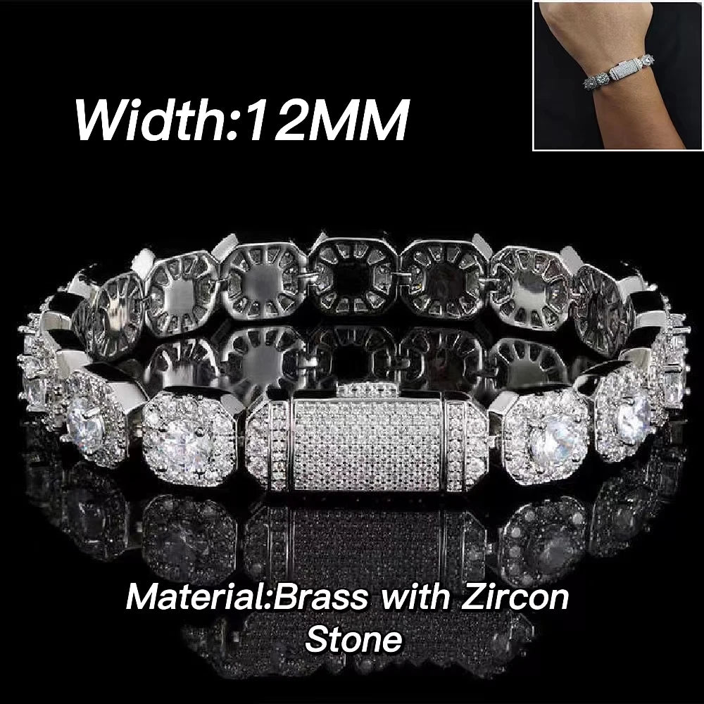 Iced Out Tennis Bracelet Stainless Steel 10/12MM