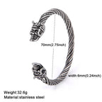 My Shape Viking Animal Cuff Bangles for Men Punk Wolf Lion Leopard Skeleton Stainless Steel Bracelet Nordic Vintage