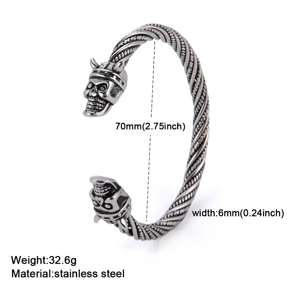 My Shape Viking Animal Cuff Bangles for Men Punk Wolf Lion Leopard Skeleton Stainless Steel Bracelet Nordic Vintage