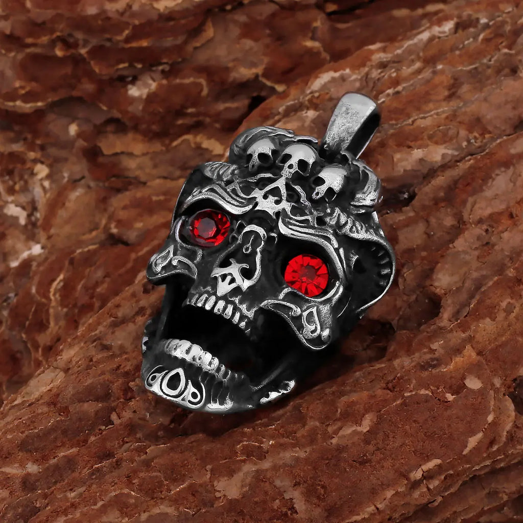 Viking Ghost Skull Pendant Necklace — Stainless