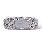 Gold Cuban Bracelet Iced Out 18MM 3-Row