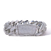 Gold Cuban Bracelet Iced Out 18MM 3-Row