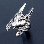 classic Anubis Alloy Ring, Men's Gothic Hip Hop Jewelry, Retro Steel Warrior Band (Steel Color) For Male Boy
