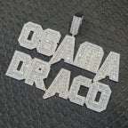 Customized Iced Out Square Name Pendant Personalized Any Letter Number Necklace Cuban Chain Icy Two Rows Hip Hop