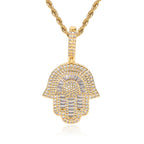 Iced Out Hamsa Pendant Necklace Stainless Steel
