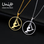 Unift Stainless Steel Sport Women Necklace Runner Rhythmic Gymnastics  Silhouette Pendant Fashion Birthday Jewelry Wholesale