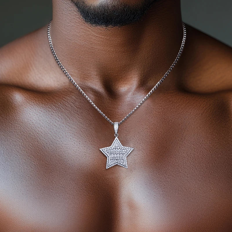 Iced Out Star Pendant — 925 Silver