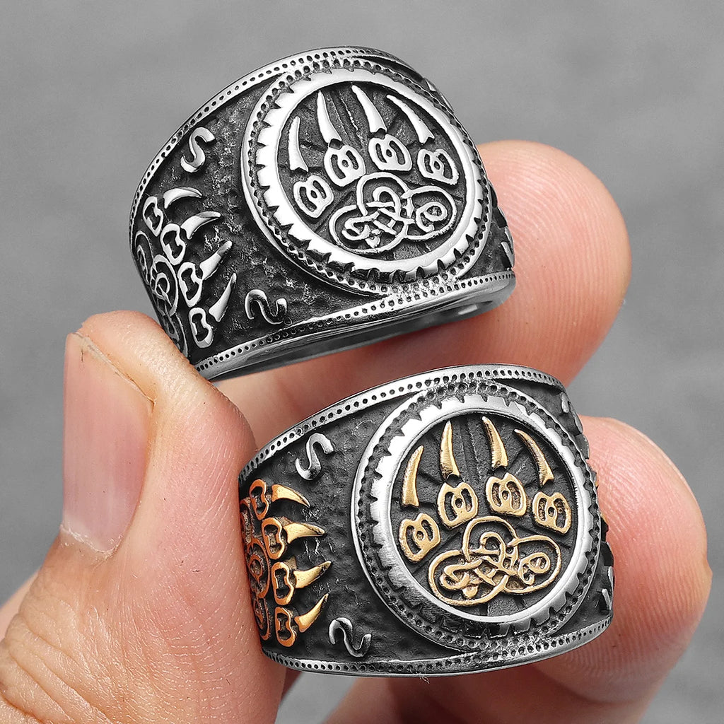 Ursa Bear Viking Rune Wolf Ring — Stainless Steel