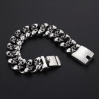 Personalized Skull Bracelet Men‘s Punk Chunky Stainless Steel Accessories Polished Gold Color Cuban Chain Trendy Jewelry