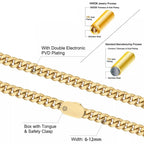 6-12mm Width New Style Stainless Steel Cuban Chain Gold/Silver Color Fashion Hip Hop Men and Women Necklace Jewelry