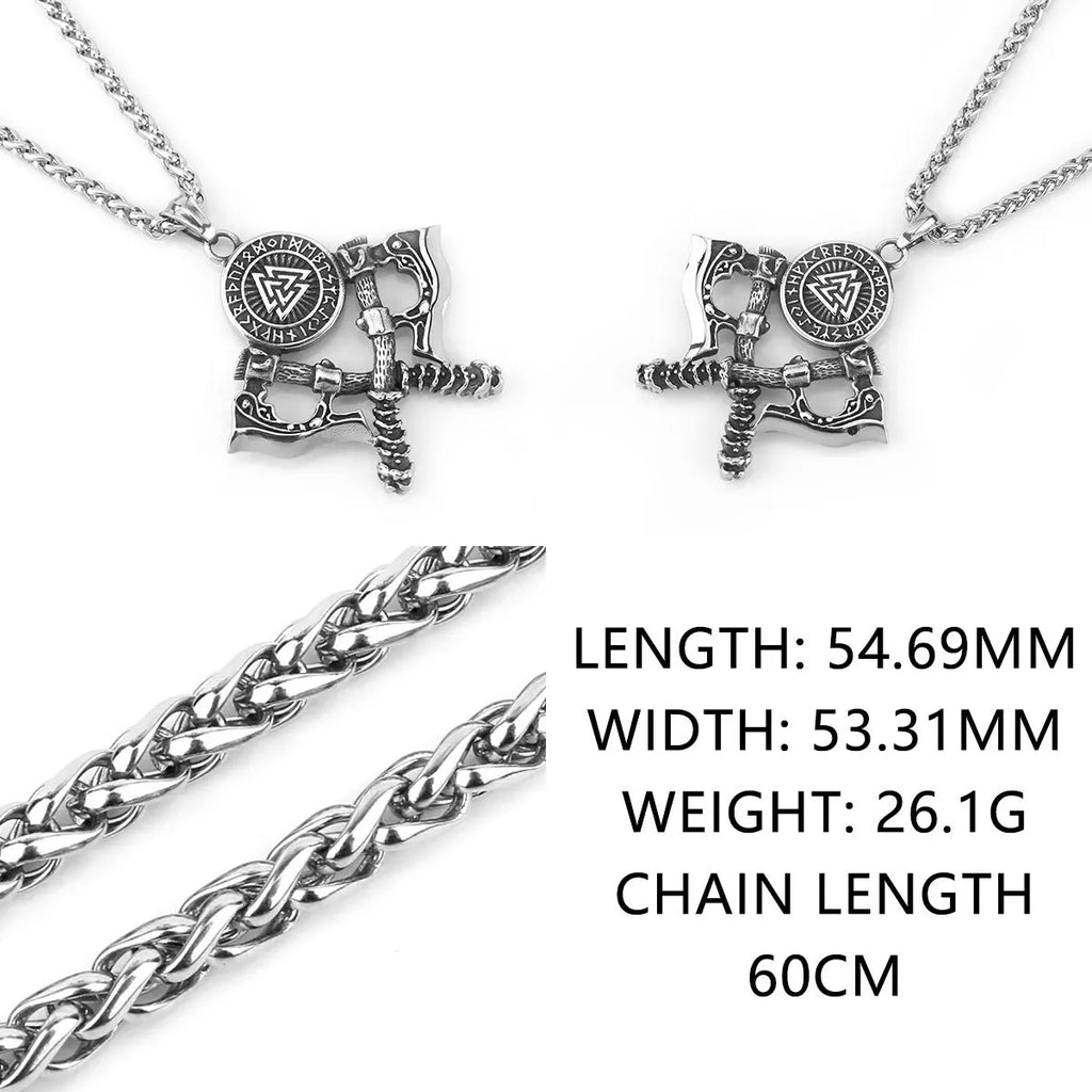 Viking Steel Pendant 316L Double Axe Vintage