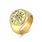 Jewish Tetragrammaton Hebrew Pentagram Rings Stainless Steel Pentacle Ring for Men Witchcraft Power Protection Amulet