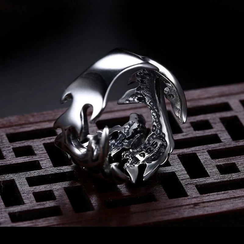 Dragon Steel Ring Korean Style Patterned