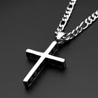 Hip Hop Vinatge Thick Cross Pendant Necklace for Men Stainless Steel Silver Color Faith Chain Necklaces Gift Jewelry