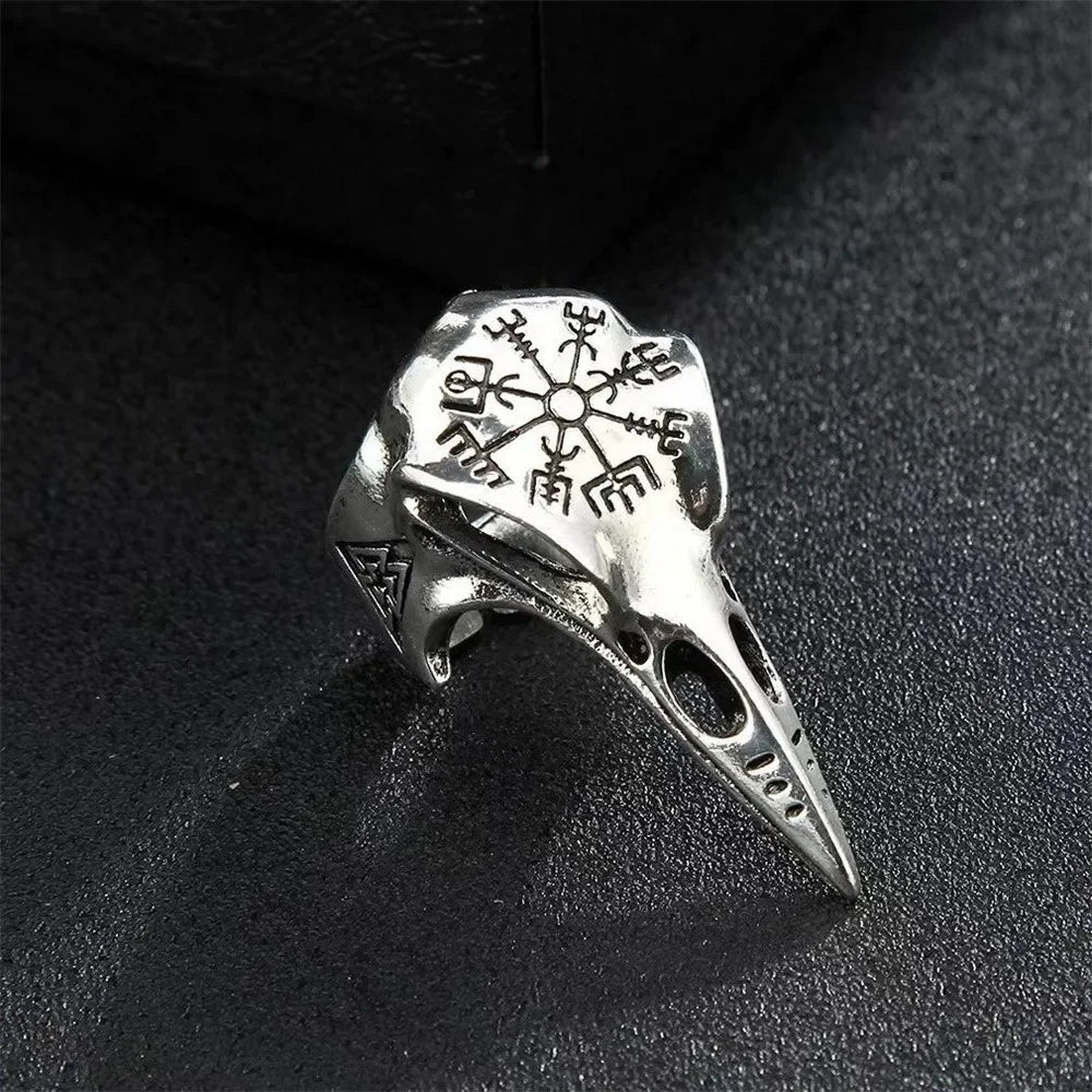 Vintage Viking Raven Ring Fashion Trend Men's Punk Rock Hip Hop Ring Pirate Rune Symbol Party Niche Banquet Gift