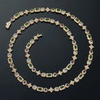 Gold Tennis Chain Necklace 6MM Colorful Rectangle