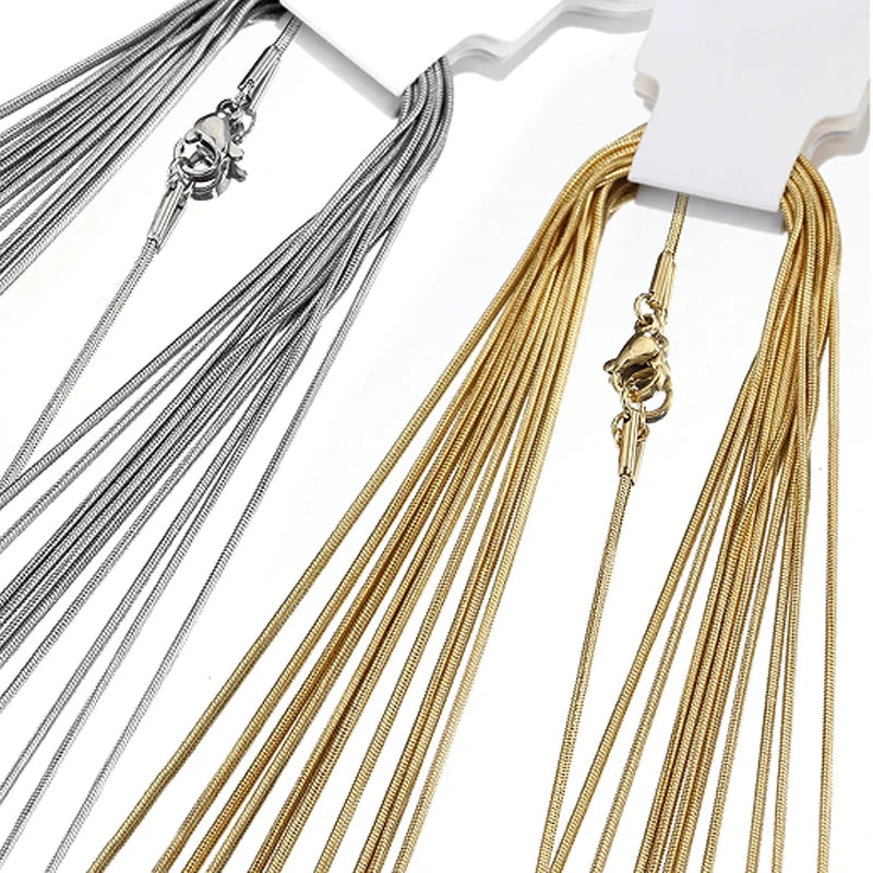 HIYEE Stainless Steel Snake Chain Necklace Chains for DIY for Women Jewelry Making Findings Pendants Lobster Clasps