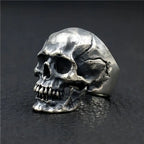 Antique Silver Color Evil Skeleton Skull Ring For Men Chunky Stainless Steel Punk Rock Skeleton Ring Jewelry For Male Wholesale