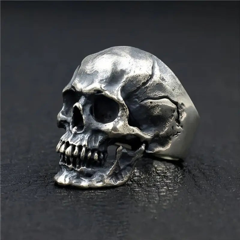 Antique Silver Color Evil Skeleton Skull Ring For Men Chunky Stainless Steel Punk Rock Skeleton Ring Jewelry For Male Wholesale