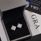 925 Sterling Silver  VVS1 D Color Moissanite  Square Stud Earrings for Men Women Screw Ear Stud Fine Jewelry Diamonds Pass Test