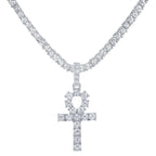 Men Women Hip Hop Cross Pendant Necklace With 4mm Zircon Tennis Chain Iced Out Exquisite Bling Jewelry Fashion Trendy Creative