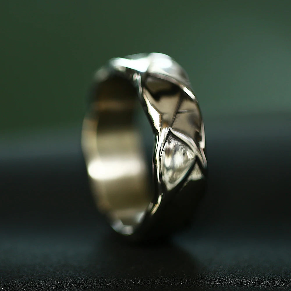Fashion Punk Geometric Rhombus Rings Stainless Steel Hip Hop Rock Simple Ring For Men Women Trendy Jewelry Gift