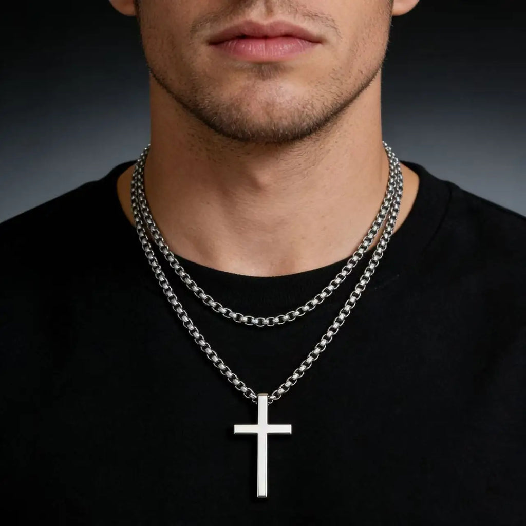 Cross Steel Pendant Double-sided Glossy Surface