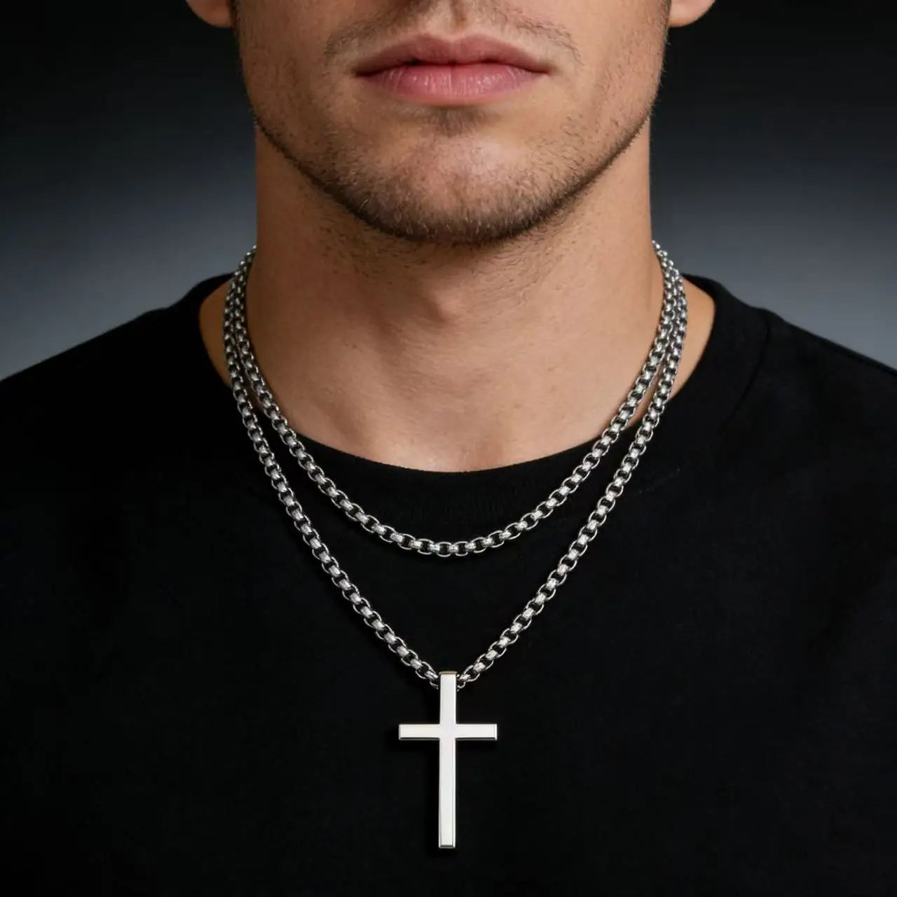 Cross Steel Pendant Double-sided Glossy Surface
