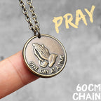 Praying Hands Cross Pendant — Stainless Steel