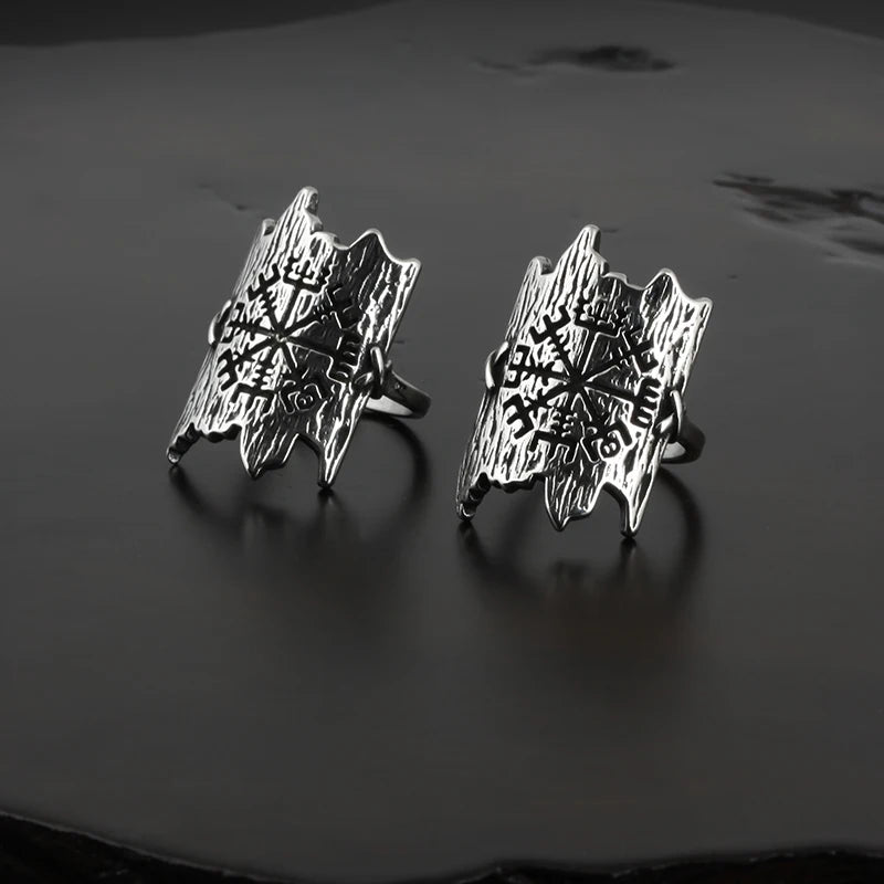 Boyfriend Gift Fashion Viking Compass Runic Rings Men Vintage Nordic Totem Odin Men Good Detail Anel Fashion Jewelry