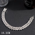 Hip Hop Full Crystal Heart Tennis Chain Bracelets for Men Women Bling Square Rhinestone Cuban Link Chain Bracelet Luxury Jewelry