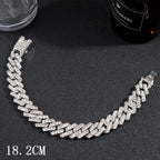 Hip Hop Full Crystal Heart Tennis Chain Bracelets for Men Women Bling Square Rhinestone Cuban Link Chain Bracelet Luxury Jewelry