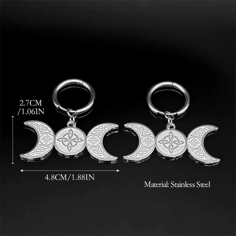 Celtic Steel Earrings Wicca Triple Moon Crescent
